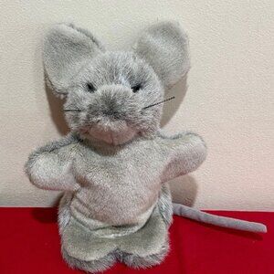 Y2K K & M International Grey Mouth Hand Puppet Plush Faux Fur Excellent Cond 13”
